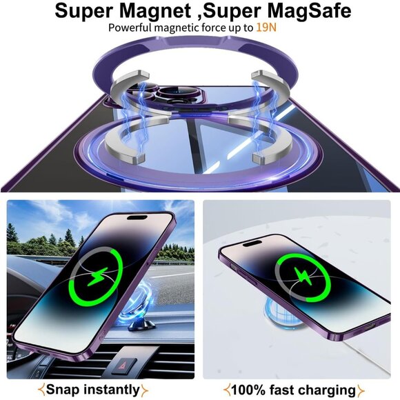 360° Rotatable Magnetic Ring for iPhone 13 Case Clear Lens Protection - Picture 3 of 6